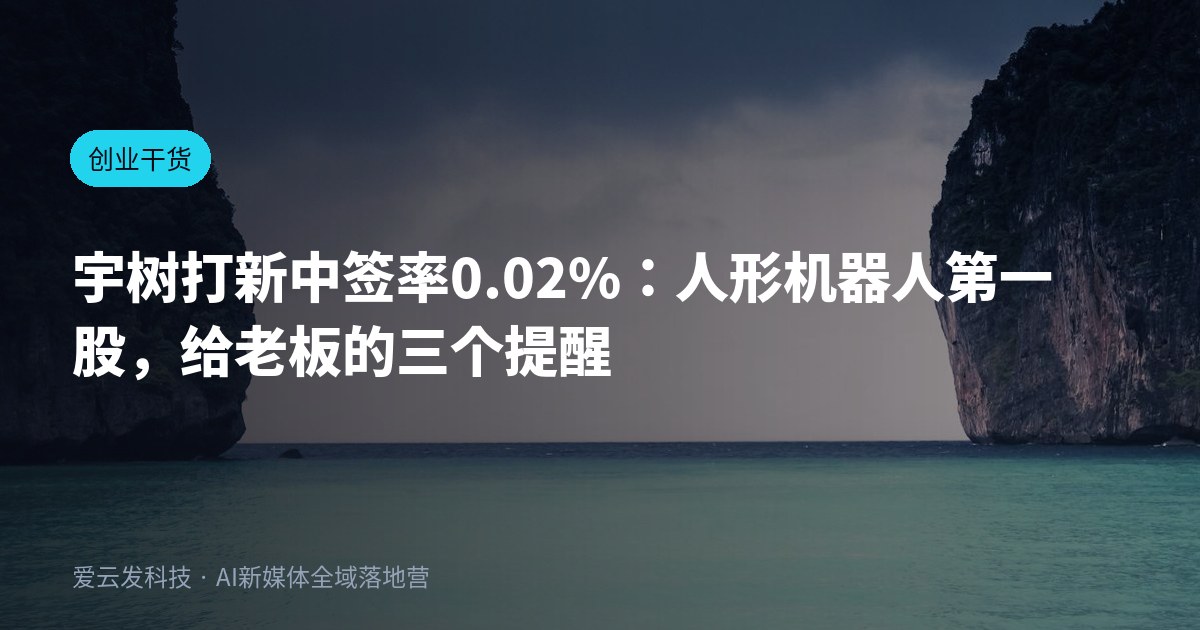 宇树打新中签率0.02%：人形机器人第一股，给老板的三个提醒