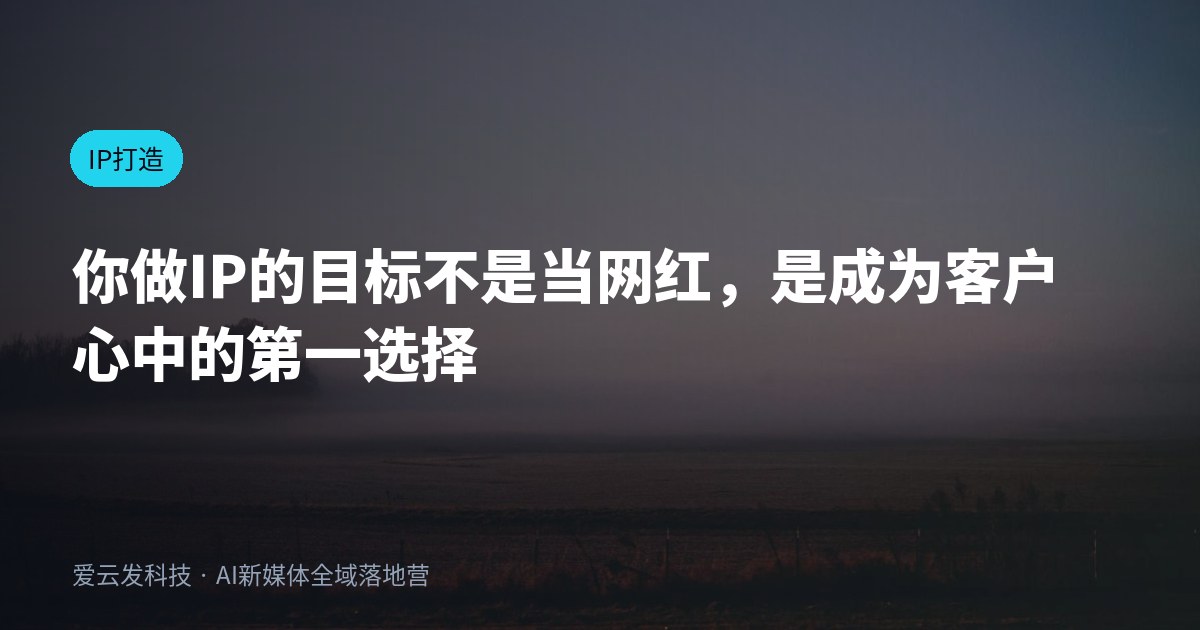 你做IP的目标不是当网红，是成为客户心中的第一选择